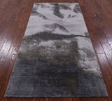 Abstract Modern Hand Knotted Wool & Silk Rug - 3' 7" X 7' 7" - Golden Nile