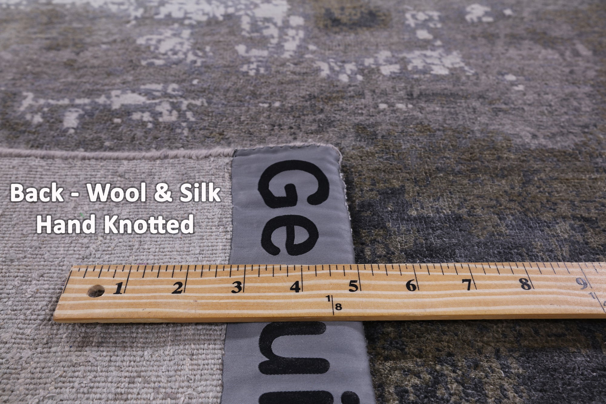 Abstract Modern Hand Knotted Wool & Silk Rug - 3' 7" X 7' 7" - Golden Nile