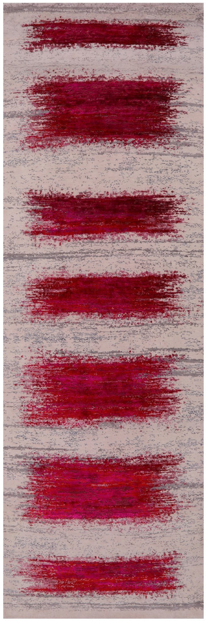 Abstract Contemporary Hand Knotted Wool & Silk Runner Rug - 4' 0" X 12' 5" - Golden Nile