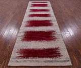 Abstract Contemporary Hand Knotted Wool & Silk Runner Rug - 4' 0" X 12' 5" - Golden Nile