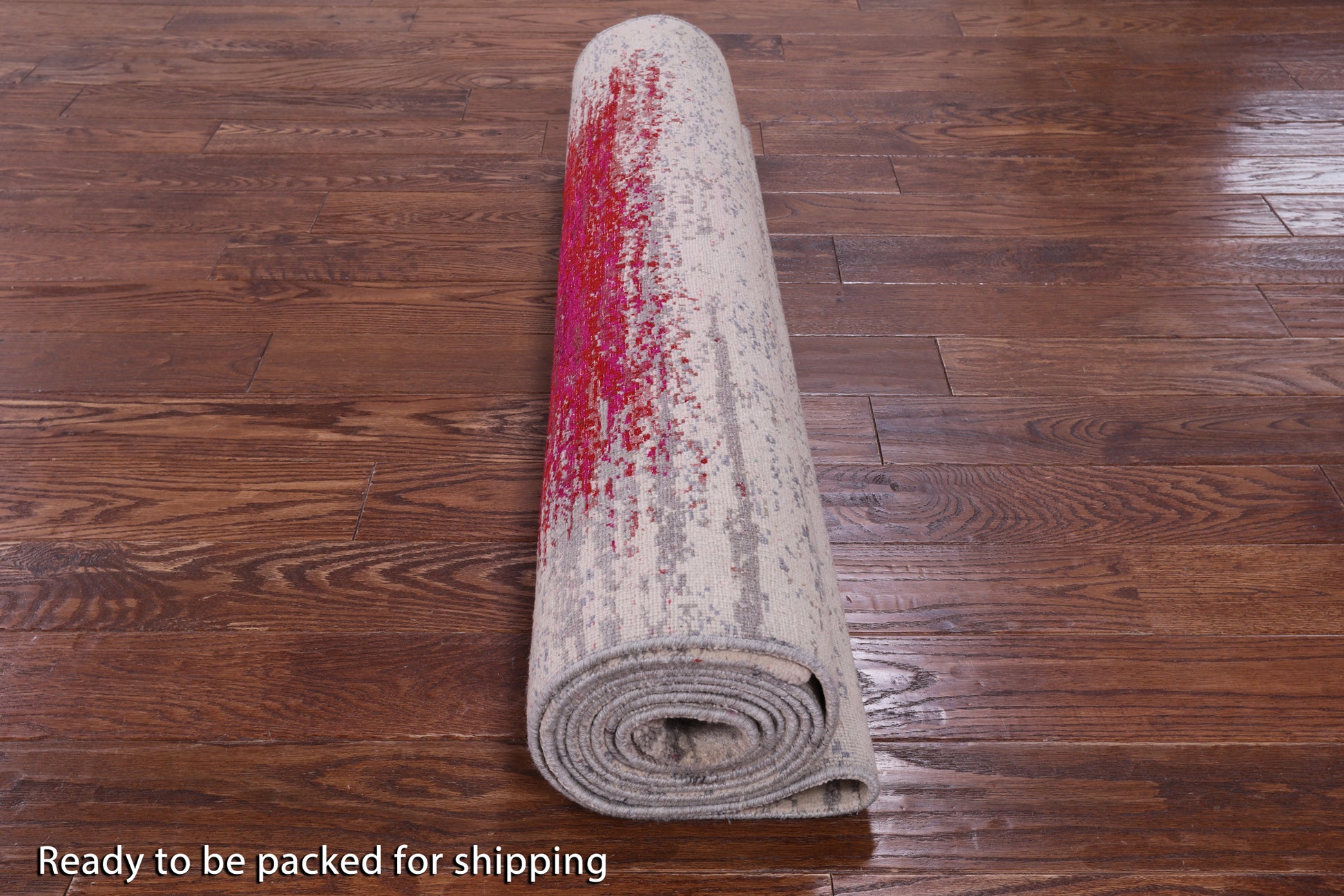 Abstract Contemporary Hand Knotted Wool & Silk Runner Rug - 4' 0" X 12' 5" - Golden Nile