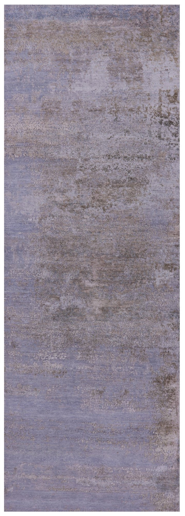 Abstract Modern Hand Knotted Wool & Silk Runner Rug - 4' 0" X 12' 0" - Golden Nile