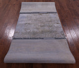 Abstract Modern Hand Knotted Wool & Silk Runner Rug - 4' 0" X 12' 0" - Golden Nile