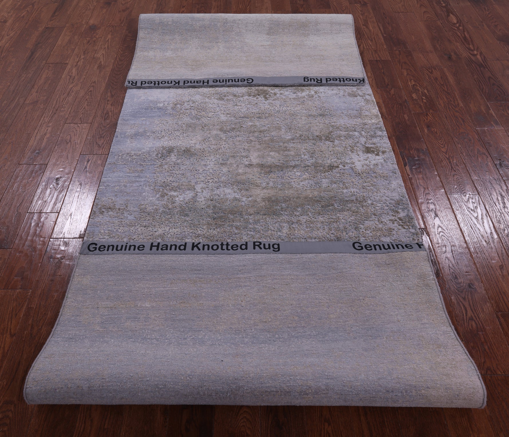 Abstract Modern Hand Knotted Wool & Silk Runner Rug - 4' 0" X 12' 0" - Golden Nile