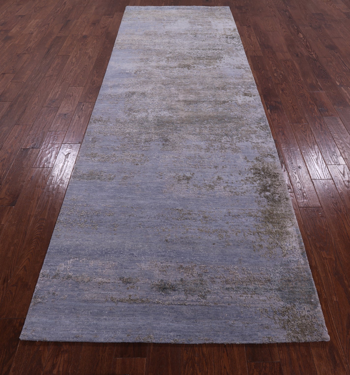 Abstract Modern Hand Knotted Wool & Silk Runner Rug - 4' 0" X 12' 0" - Golden Nile