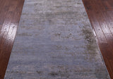 Abstract Modern Hand Knotted Wool & Silk Runner Rug - 4' 0" X 12' 0" - Golden Nile