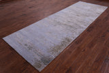 Abstract Modern Hand Knotted Wool & Silk Runner Rug - 4' 0" X 12' 0" - Golden Nile