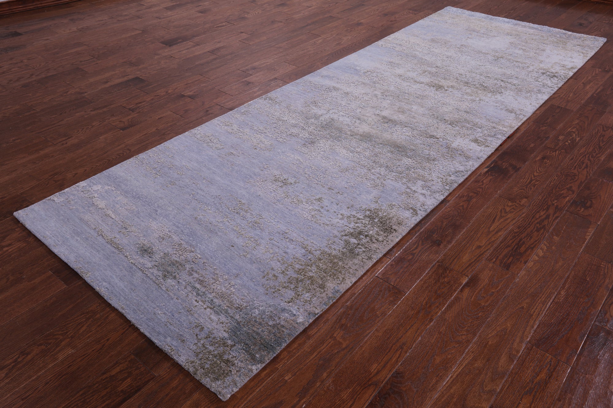 Abstract Modern Hand Knotted Wool & Silk Runner Rug - 4' 0" X 12' 0" - Golden Nile