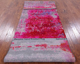 Abstract Modern Hand Knotted Wool & Silk Runner Rug - 4' 0" X 12' 2" - Golden Nile