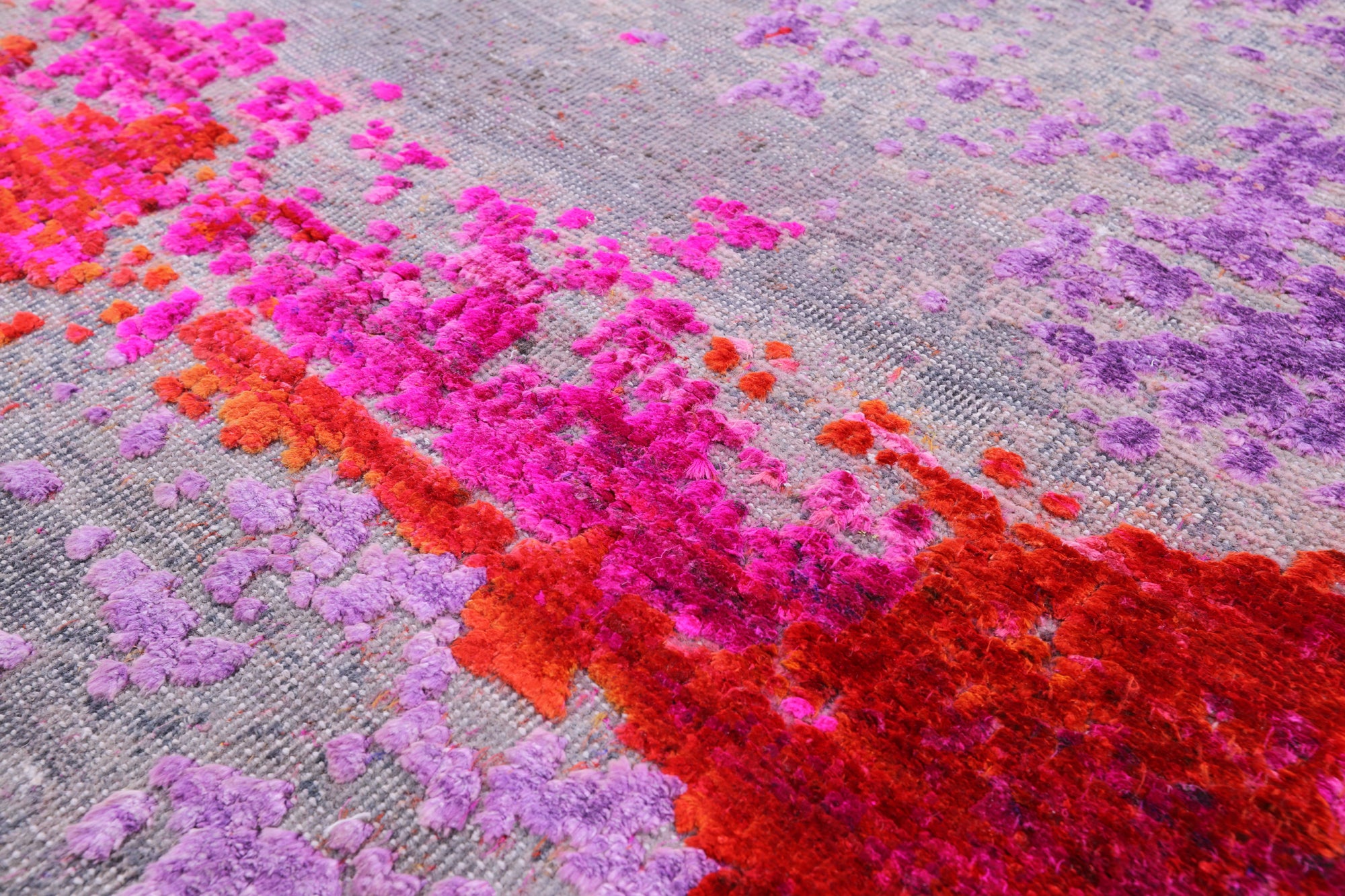 Abstract Modern Hand Knotted Wool & Silk Runner Rug - 4' 0" X 12' 2" - Golden Nile