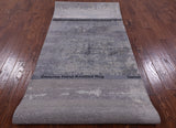 Abstract Modern Hand Knotted Wool & Silk Runner Rug - 3' 11" X 12' 0" - Golden Nile