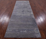 Abstract Modern Hand Knotted Wool & Silk Runner Rug - 3' 11" X 12' 0" - Golden Nile