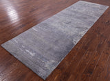 Abstract Modern Hand Knotted Wool & Silk Runner Rug - 3' 11" X 12' 0" - Golden Nile