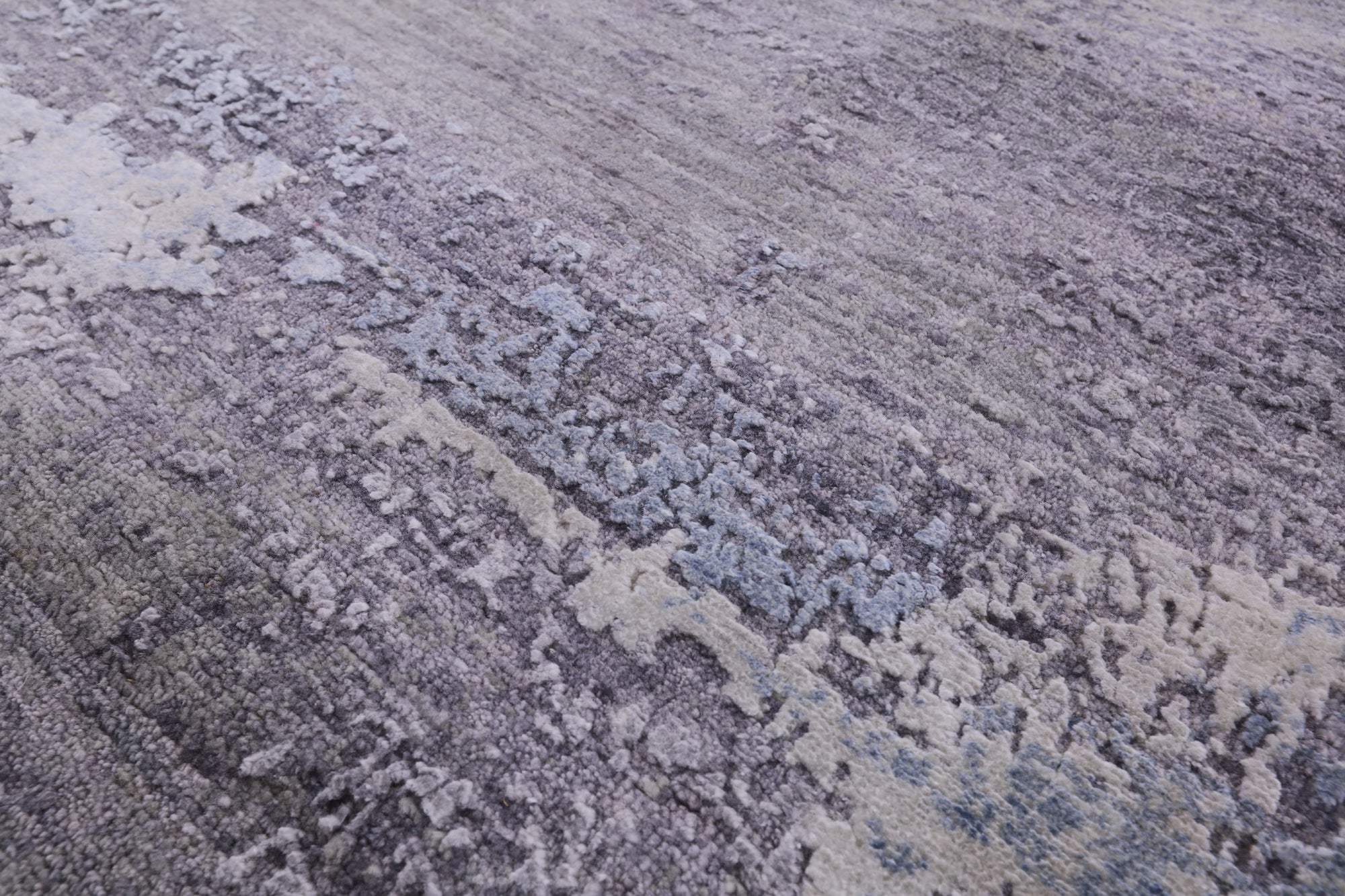 Abstract Modern Hand Knotted Wool & Silk Runner Rug - 3' 11" X 12' 0" - Golden Nile