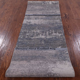 Abstract Contemporary Hand Knotted Wool & Silk Runner Rug - 2' 11" X 12' 1" - Golden Nile