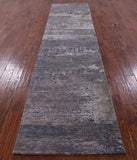 Abstract Contemporary Hand Knotted Wool & Silk Runner Rug - 2' 11" X 12' 1" - Golden Nile