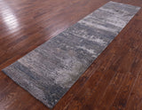 Abstract Contemporary Hand Knotted Wool & Silk Runner Rug - 3' 0" X 12' 1" - Golden Nile