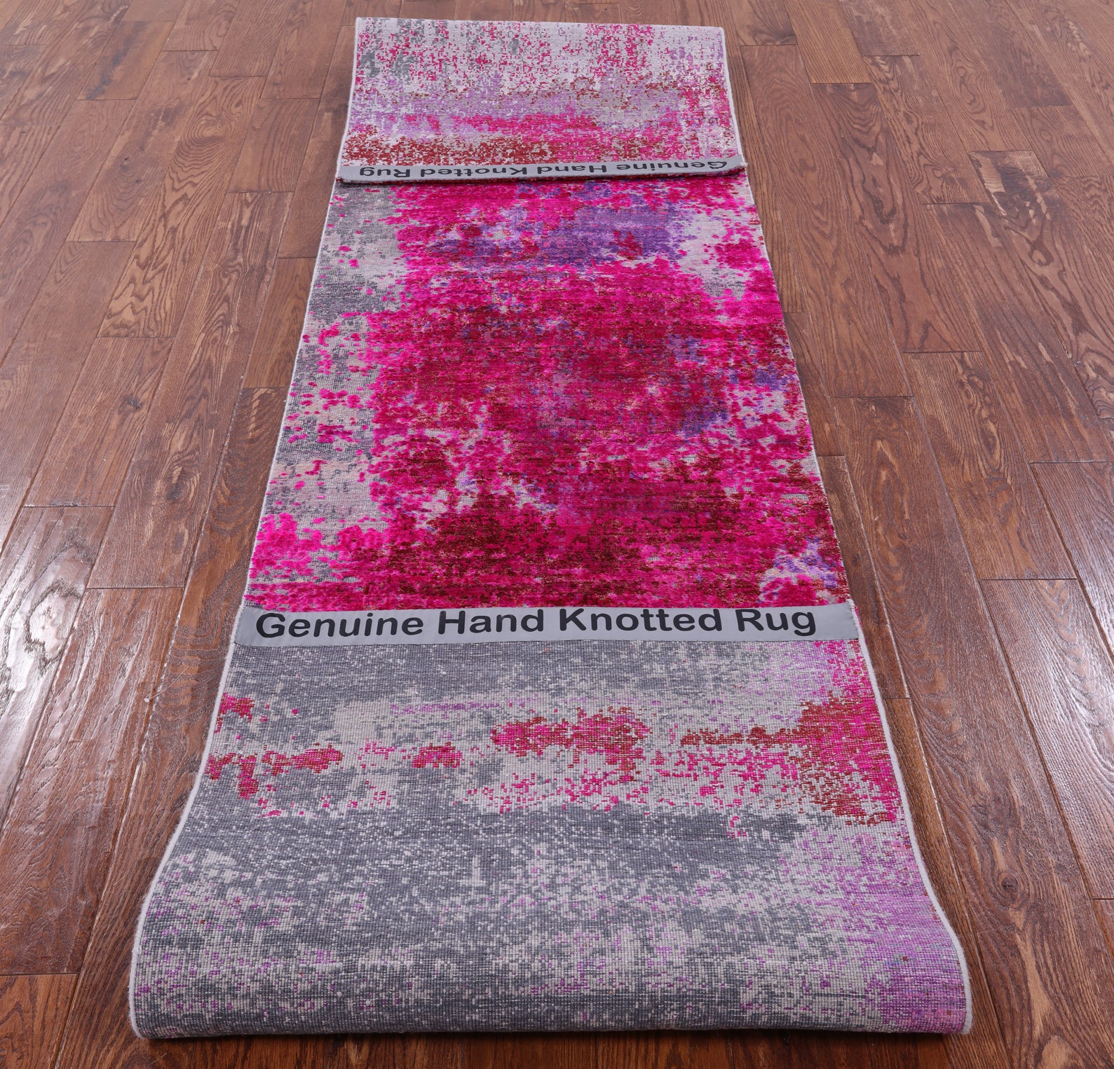 Abstract Modern Handmade Wool & Silk Runner Rug - 2' 6" X 12' 0" - Golden Nile