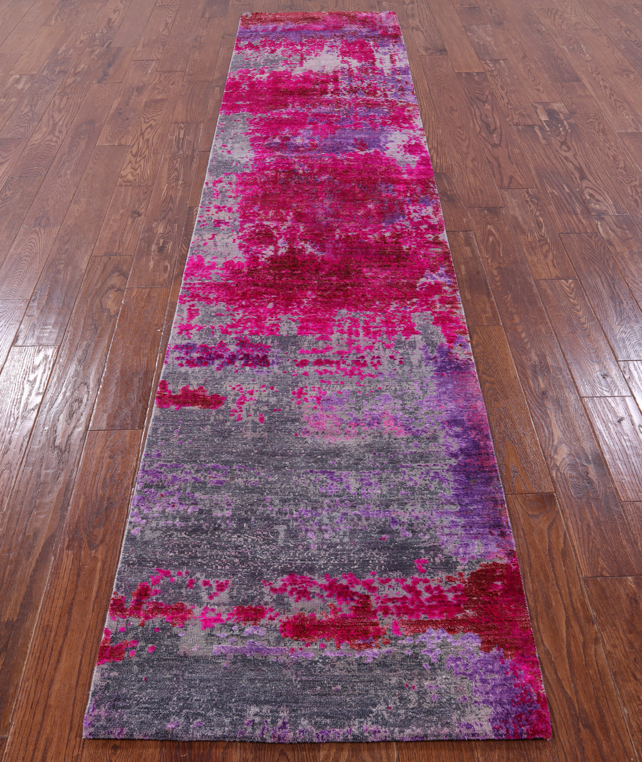 Abstract Modern Handmade Wool & Silk Runner Rug - 2' 6" X 12' 0" - Golden Nile