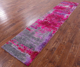 Abstract Modern Handmade Wool & Silk Runner Rug - 2' 6" X 12' 0" - Golden Nile