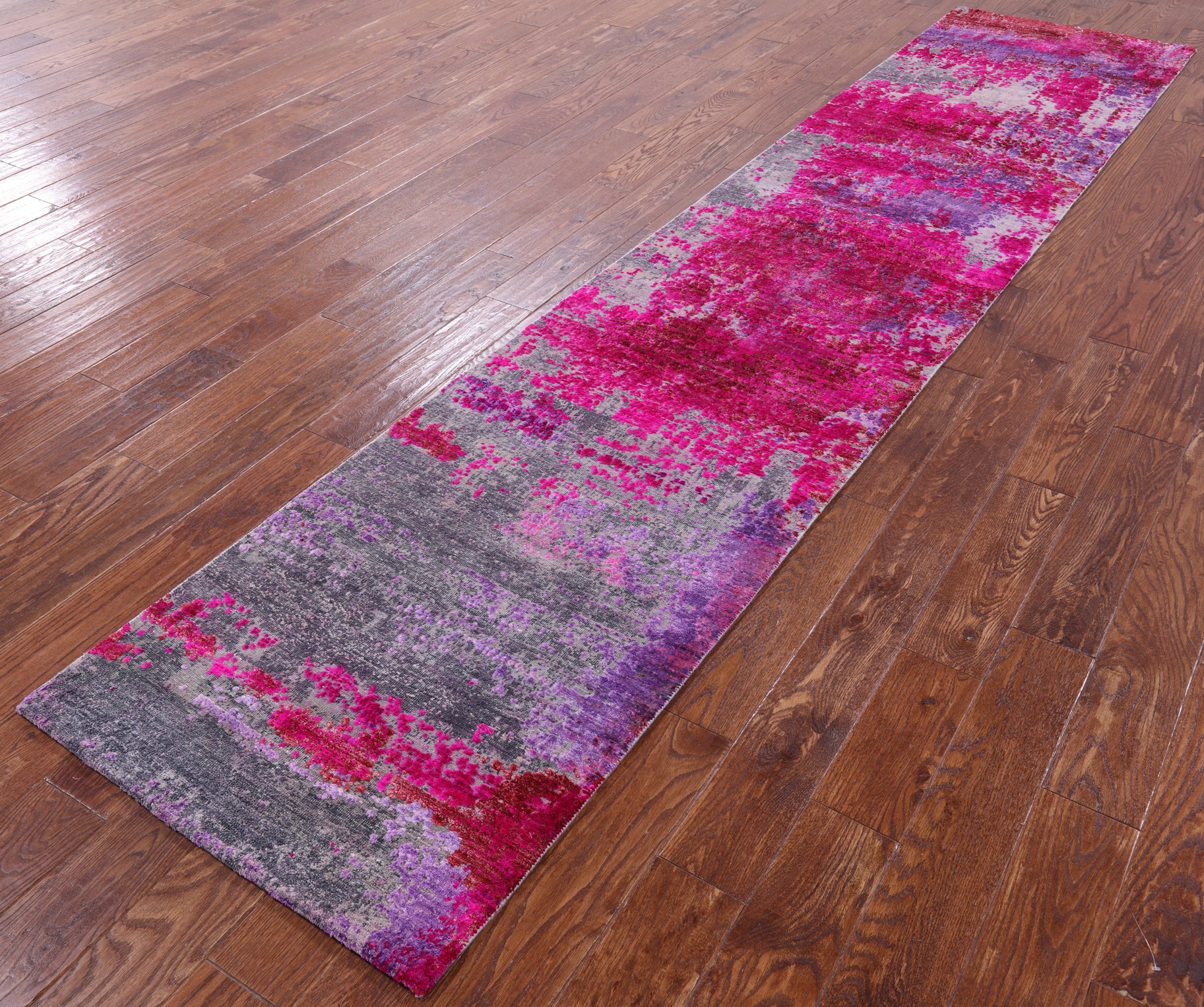 Abstract Modern Handmade Wool & Silk Runner Rug - 2' 6" X 12' 0" - Golden Nile
