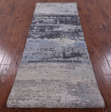 Abstract Contemporary Hand Knotted Wool & Silk Runner Rug - 3' 0" X 12' 3" - Golden Nile