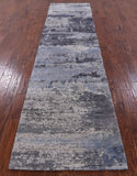 Abstract Contemporary Hand Knotted Wool & Silk Runner Rug - 3' 0" X 12' 3" - Golden Nile
