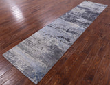 Abstract Contemporary Hand Knotted Wool & Silk Runner Rug - 3' 0" X 12' 3" - Golden Nile