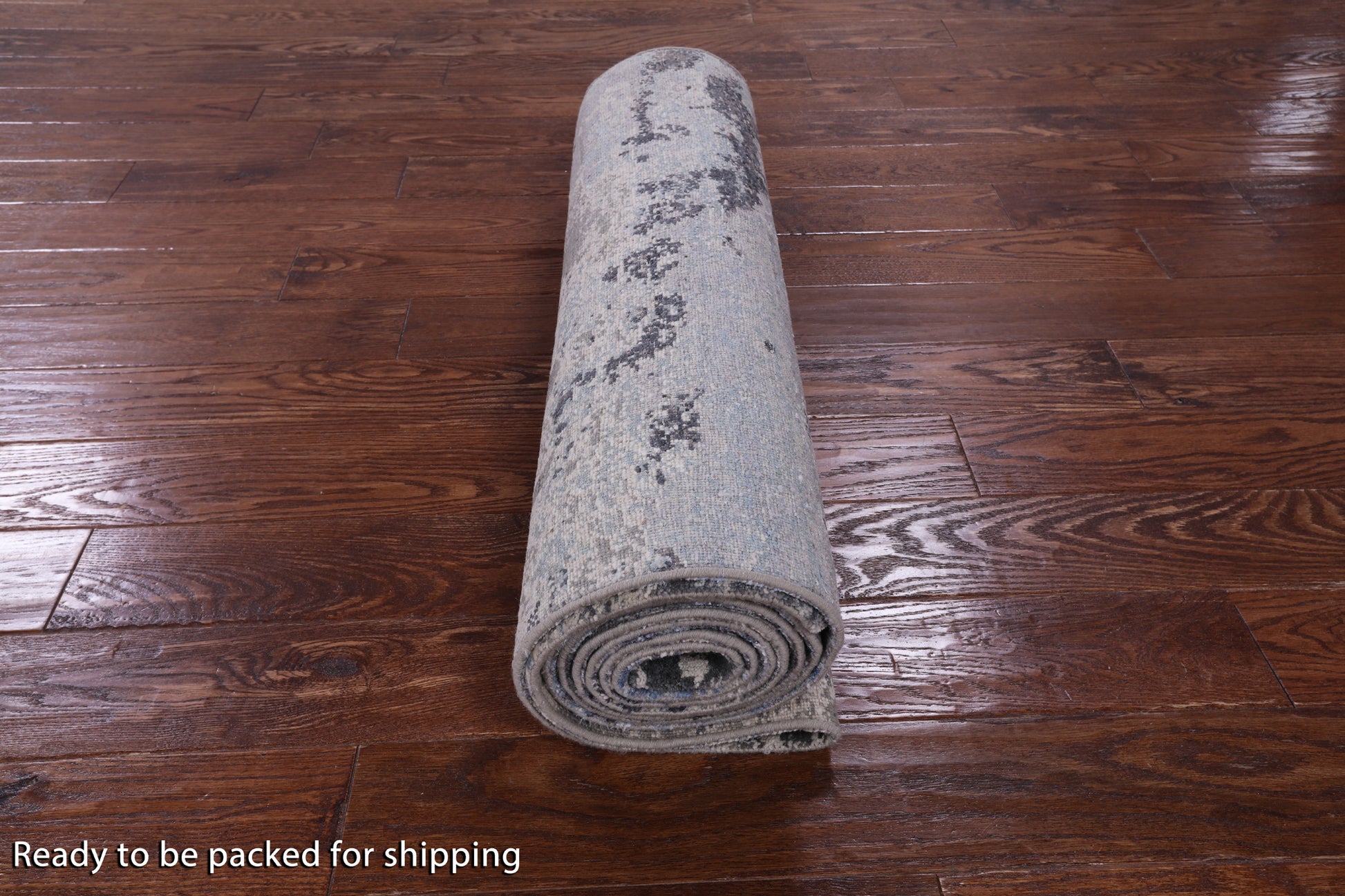Abstract Contemporary Hand Knotted Wool & Silk Runner Rug - 3' 0" X 12' 3" - Golden Nile