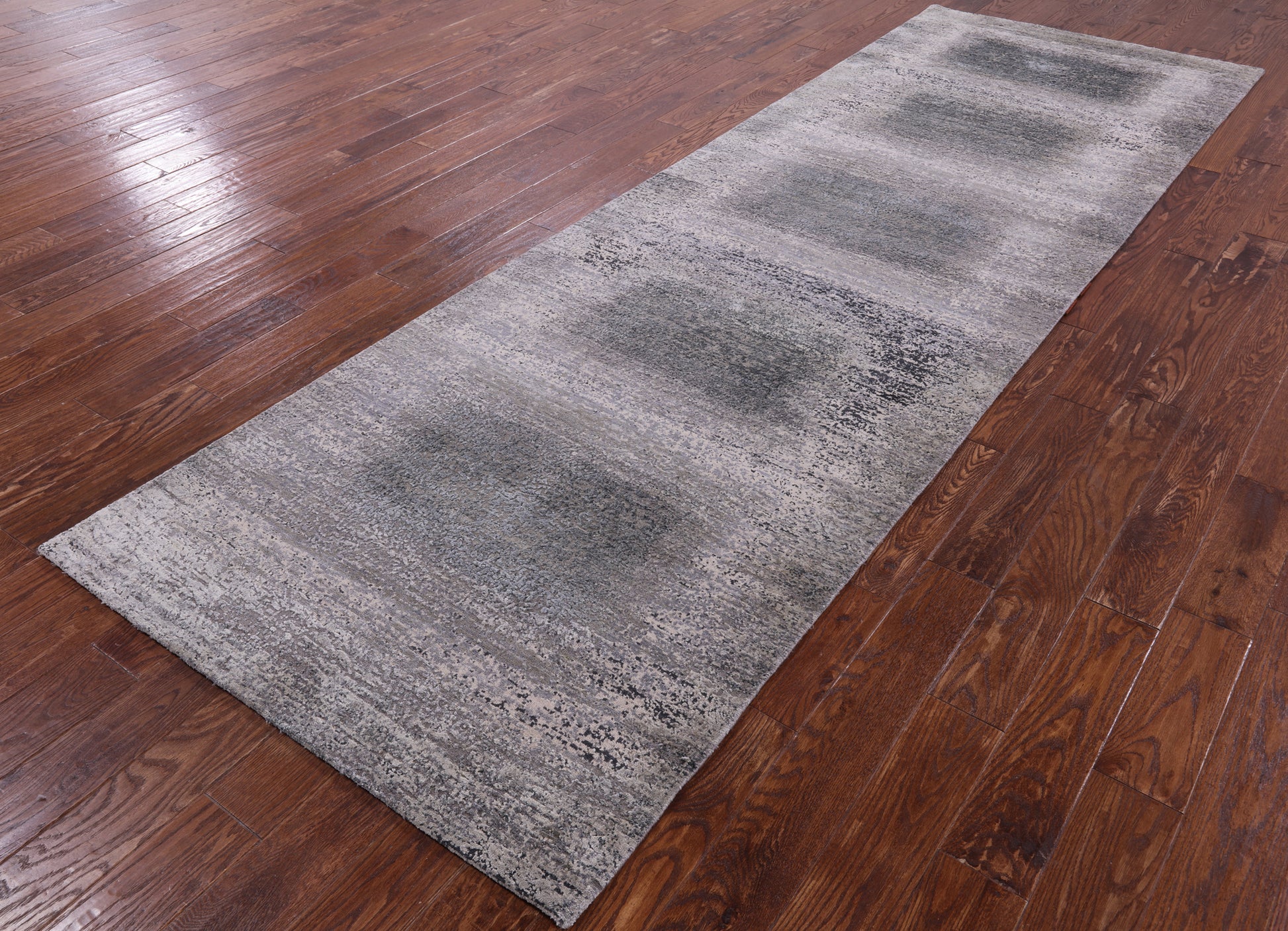 Abstract Modern Handmade Wool & Silk Rug - 3' 11" X 12' 2" - Golden Nile