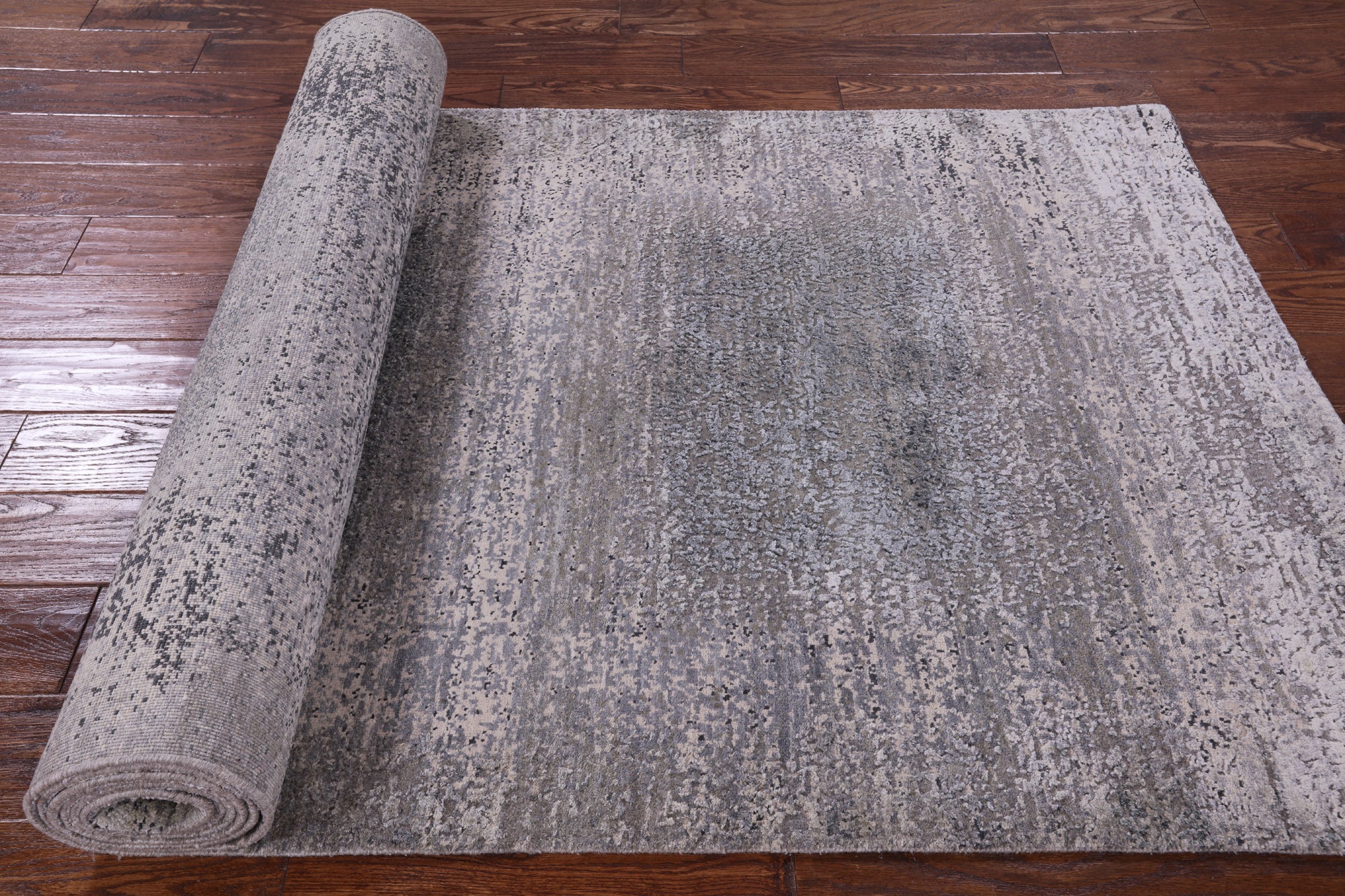 Abstract Modern Handmade Wool & Silk Rug - 3' 11" X 12' 2" - Golden Nile