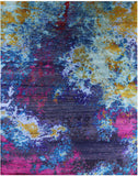 Abstract Contemporary Hand Knotted Wool & Silk Rug - 8' 0" X 10' 3" - Golden Nile