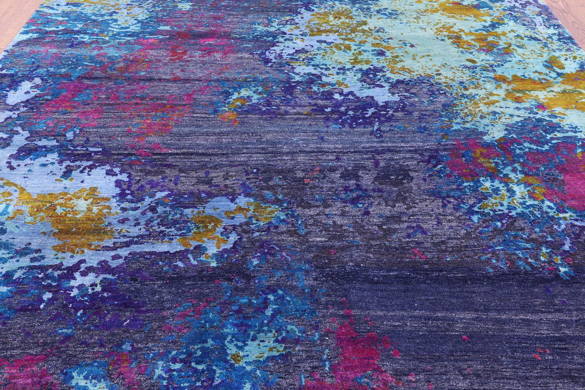 Abstract Contemporary Hand Knotted Wool & Silk Rug - 8' 0" X 10' 3" - Golden Nile