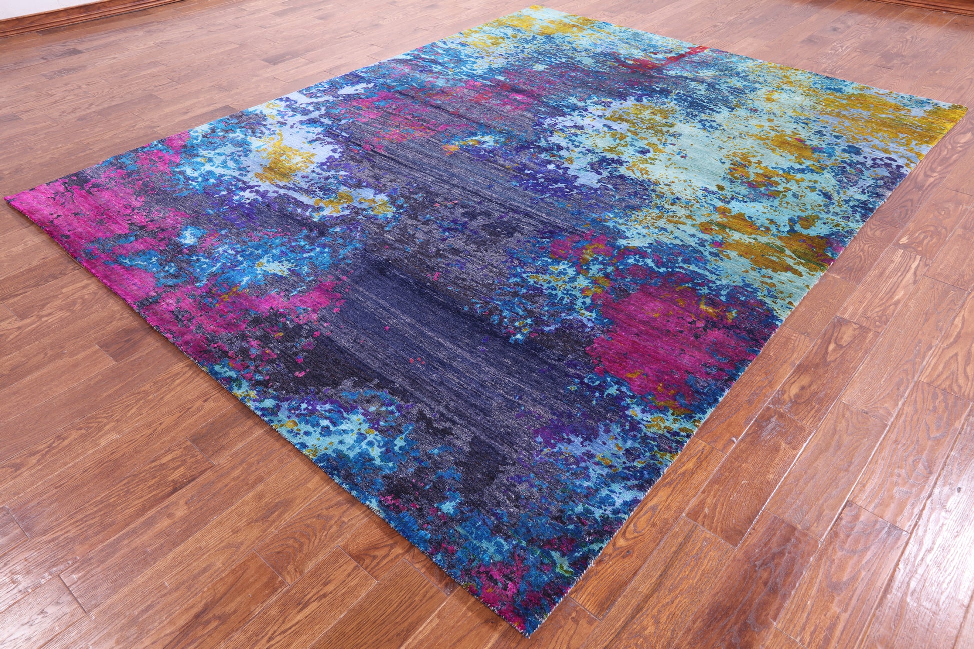 Abstract Contemporary Hand Knotted Wool & Silk Rug - 8' 0" X 10' 3" - Golden Nile