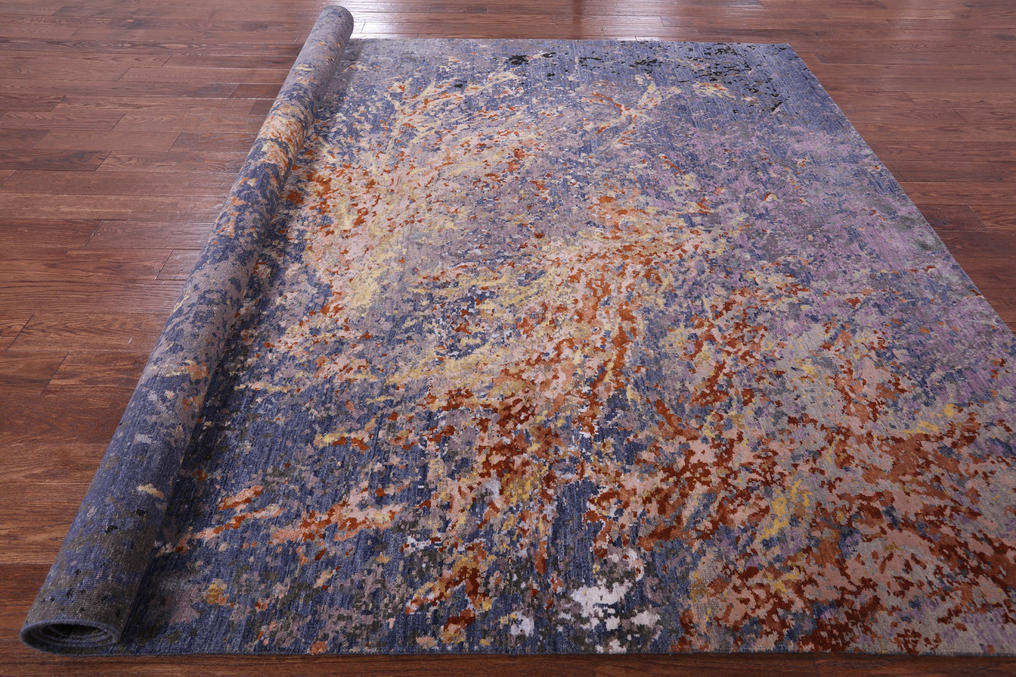 Abstract Contemporary Hand Knotted Wool & Silk Rug - 8' 3" X 10' 2" - Golden Nile