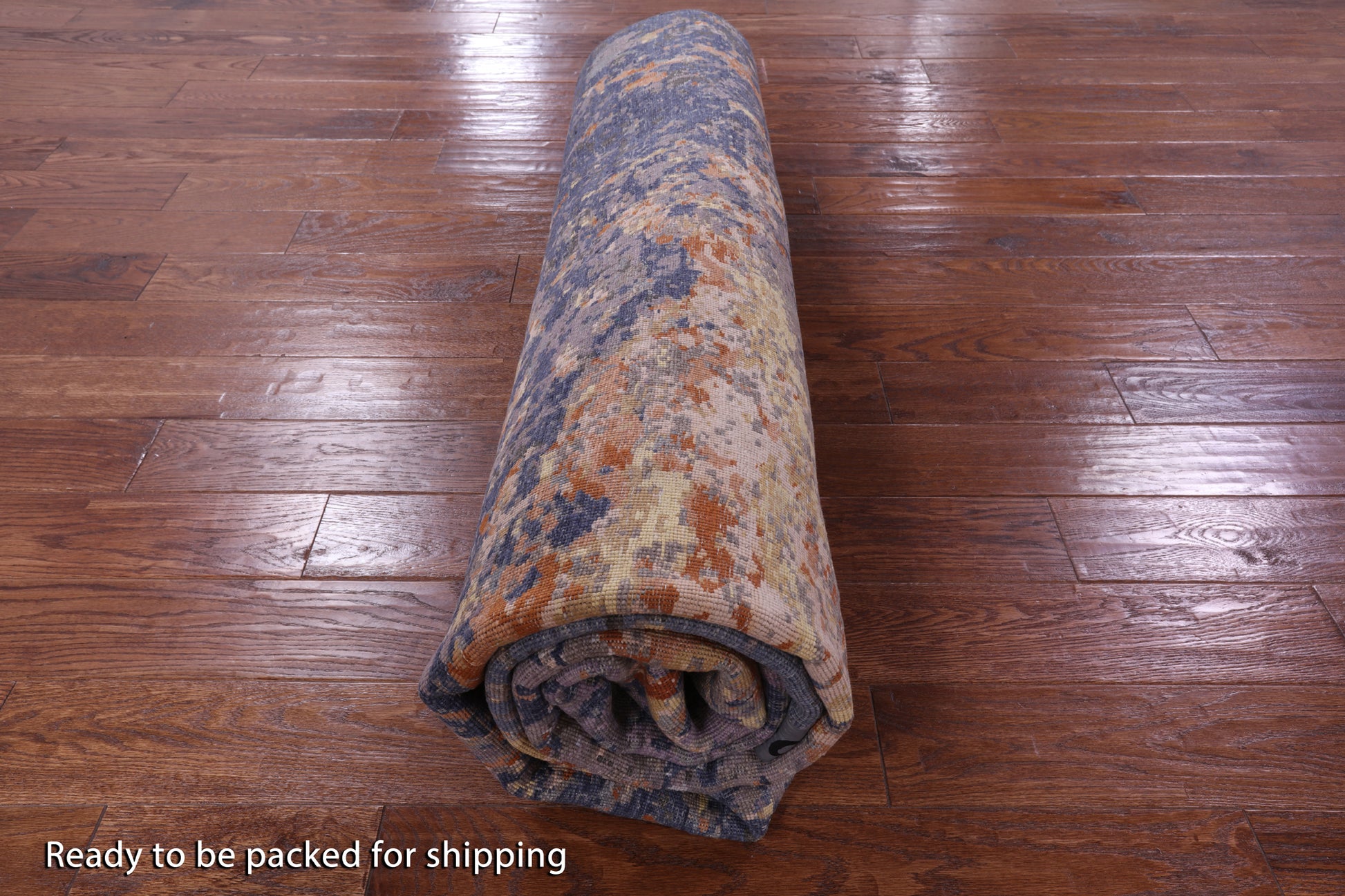 Abstract Contemporary Hand Knotted Wool & Silk Rug - 8' 3" X 10' 2" - Golden Nile