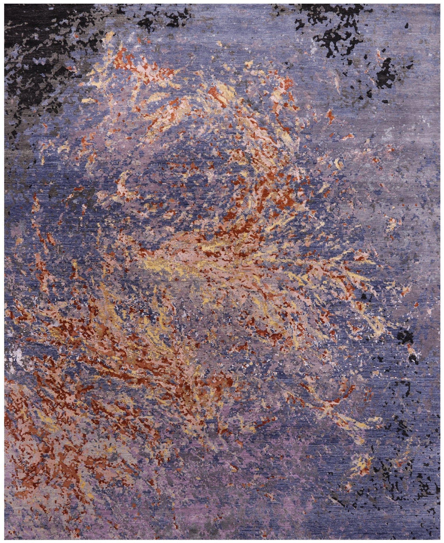 Abstract Contemporary Hand Knotted Wool & Silk Rug - 8' 3" X 10' 2" - Golden Nile