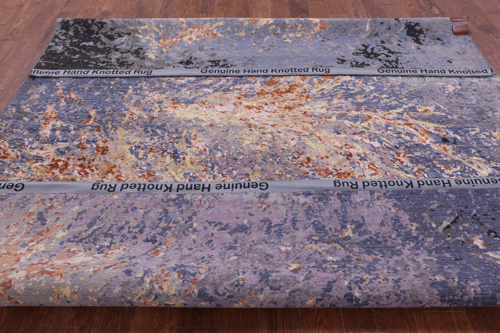 Abstract Contemporary Hand Knotted Wool & Silk Rug - 8' 3" X 10' 2" - Golden Nile