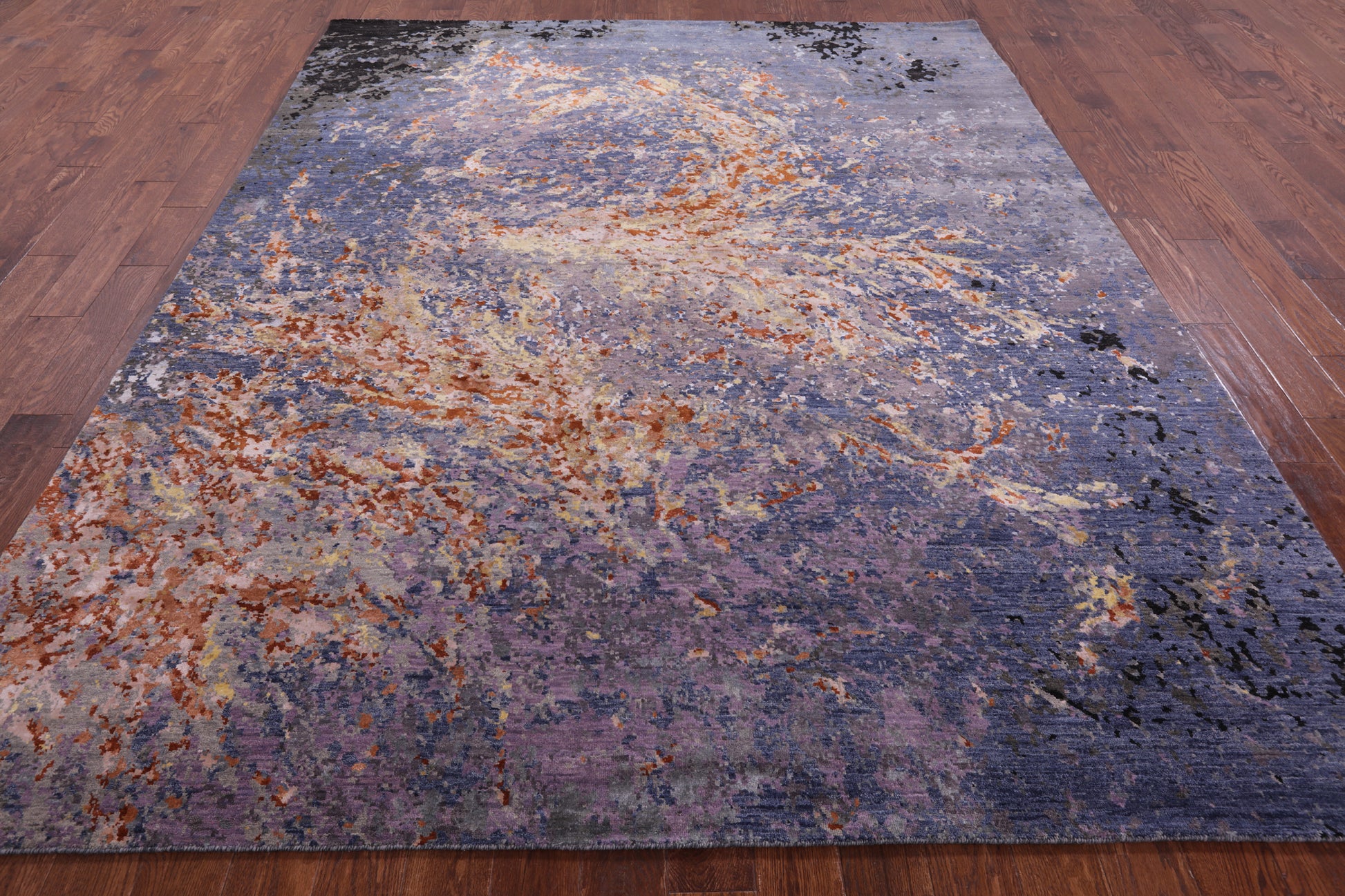 Abstract Contemporary Hand Knotted Wool & Silk Rug - 8' 3" X 10' 2" - Golden Nile
