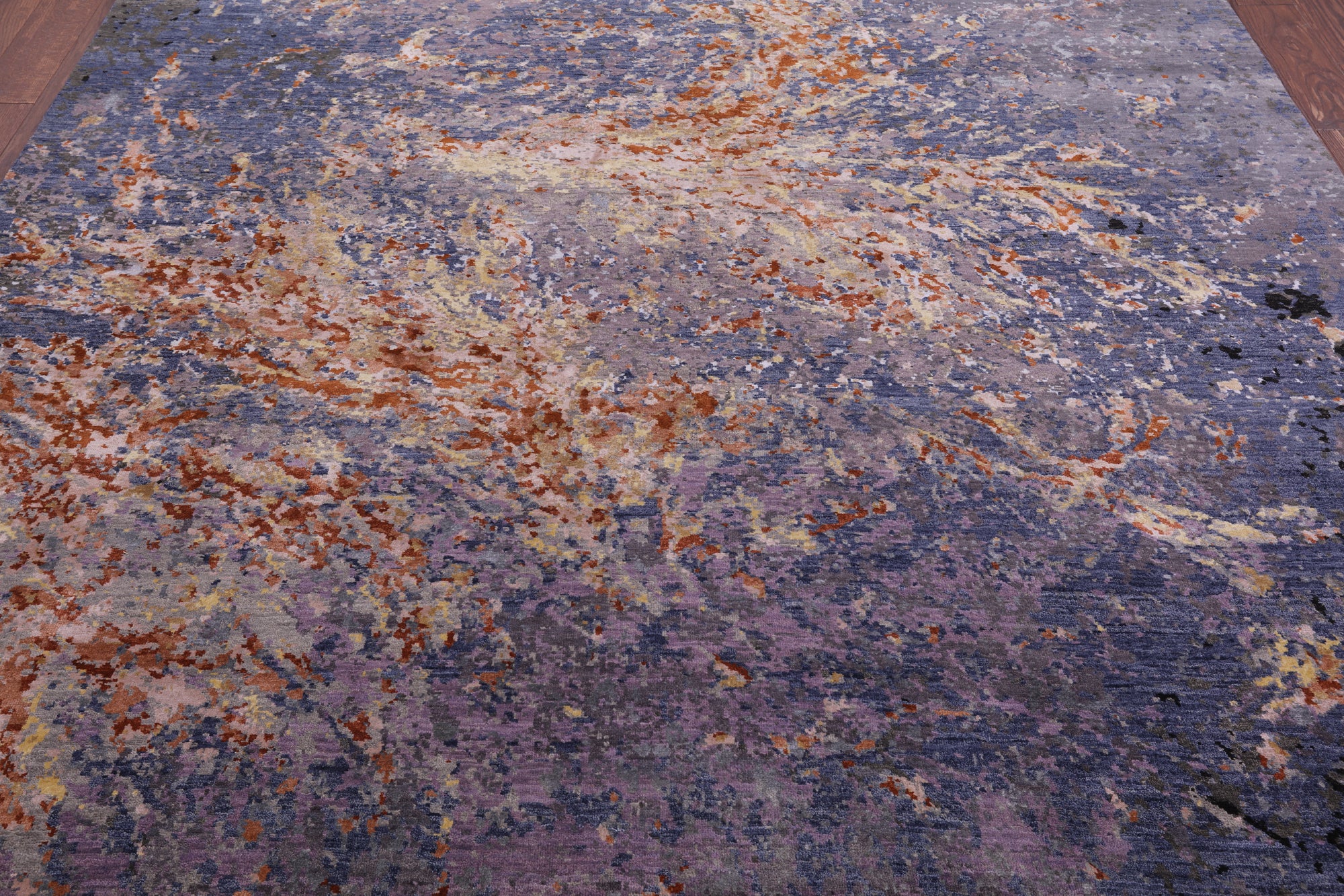 Abstract Contemporary Hand Knotted Wool & Silk Rug - 8' 3" X 10' 2" - Golden Nile