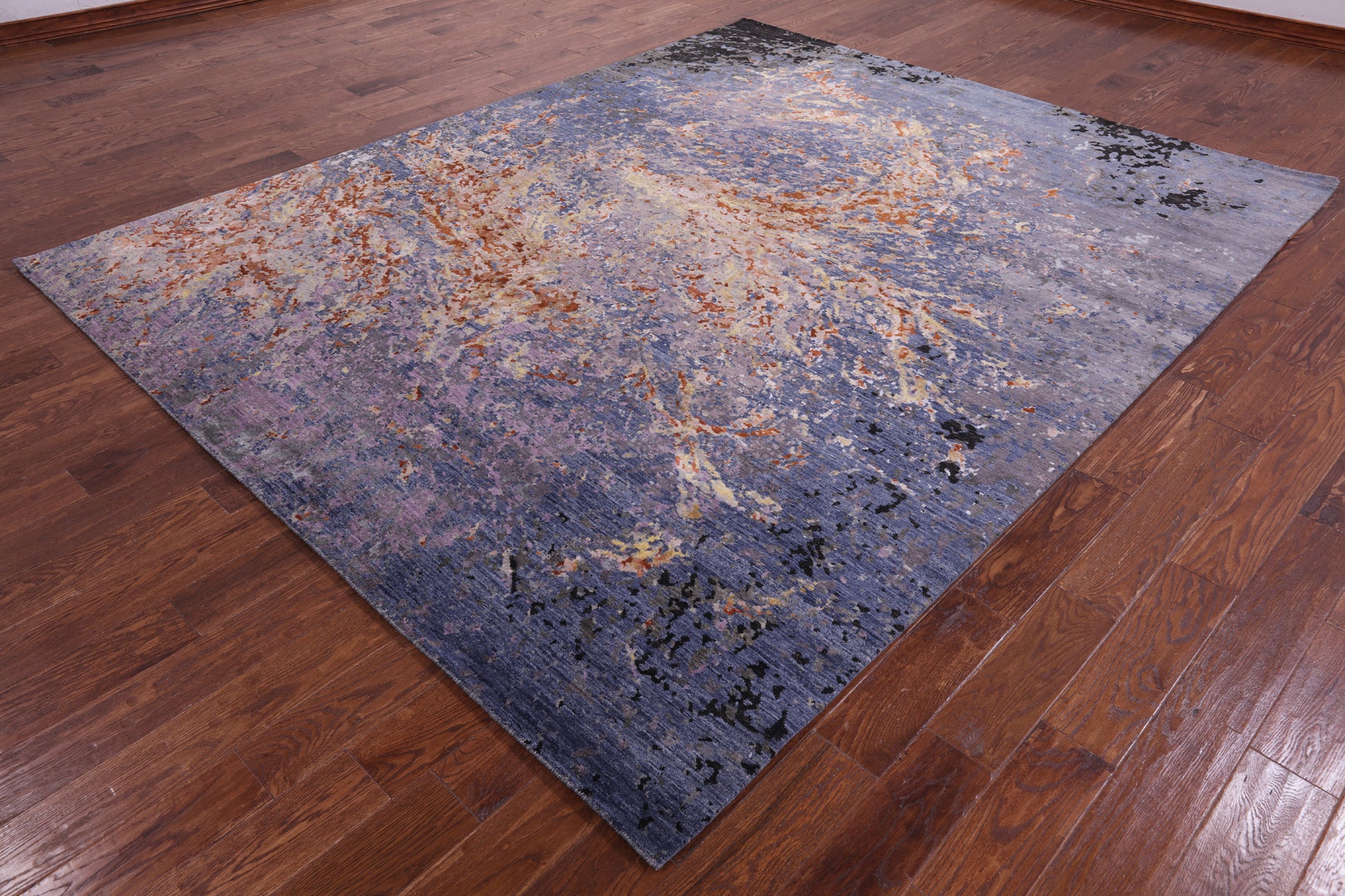 Abstract Contemporary Hand Knotted Wool & Silk Rug - 8' 3" X 10' 2" - Golden Nile