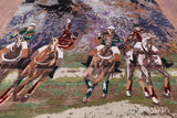 Horse Polo Contemporary Hand Knotted Wool & Silk Rug - 8' 0" X 10' 2" - Golden Nile