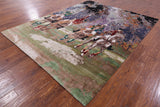 Horse Polo Contemporary Hand Knotted Wool & Silk Rug - 8' 0" X 10' 2" - Golden Nile