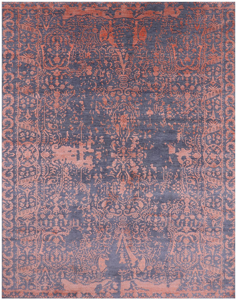 Grey Persian Handmade Wool & Silk Rug - 8' 0" X 10' 1" - Golden Nile