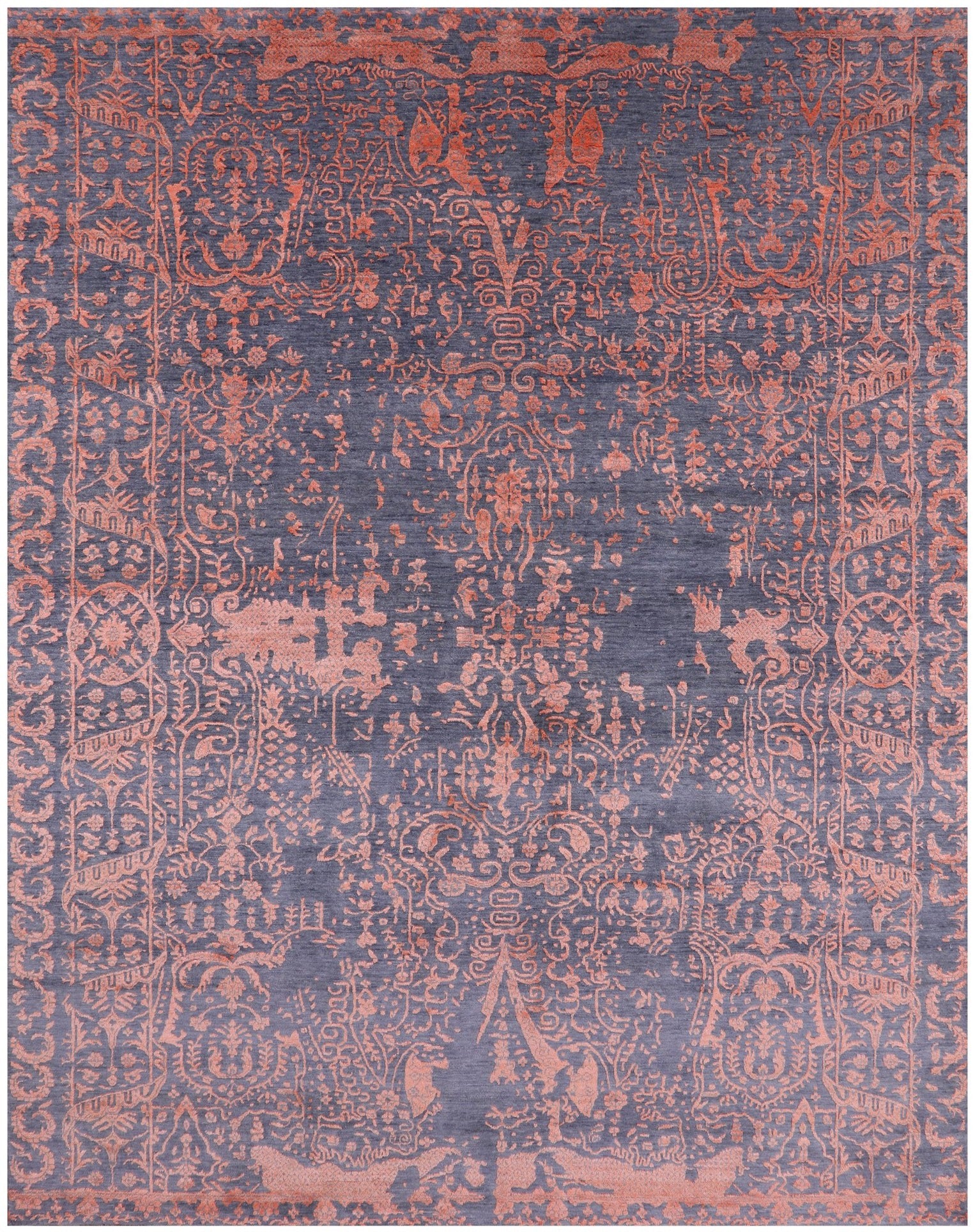 Grey Persian Handmade Wool & Silk Rug - 8' 0" X 10' 1" - Golden Nile