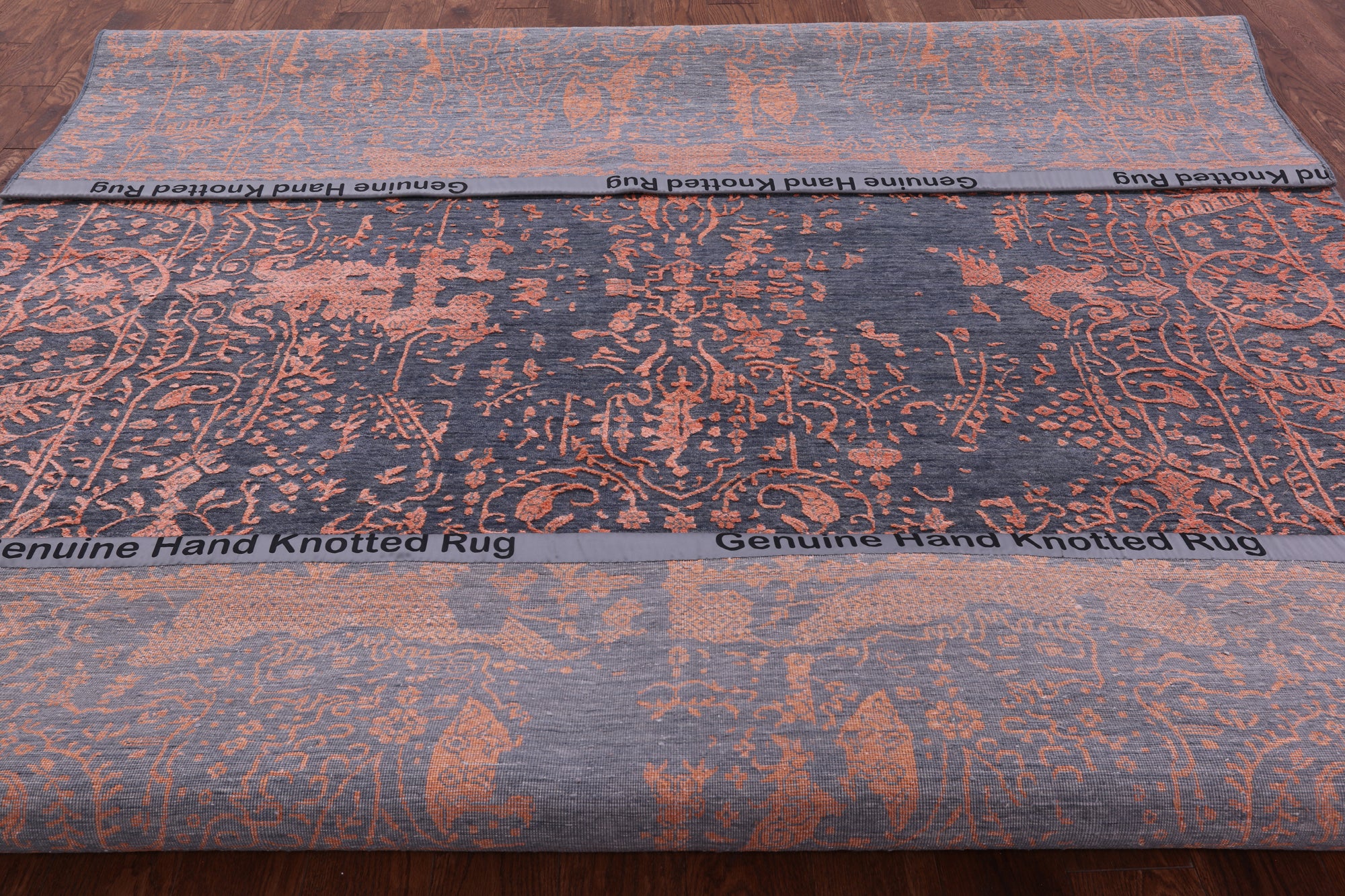 Grey Persian Handmade Wool & Silk Rug - 8' 0" X 10' 1" - Golden Nile