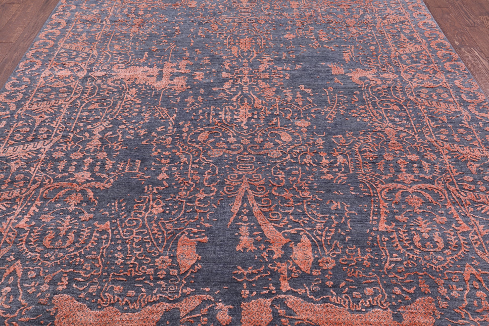Grey Persian Handmade Wool & Silk Rug - 8' 0" X 10' 1" - Golden Nile