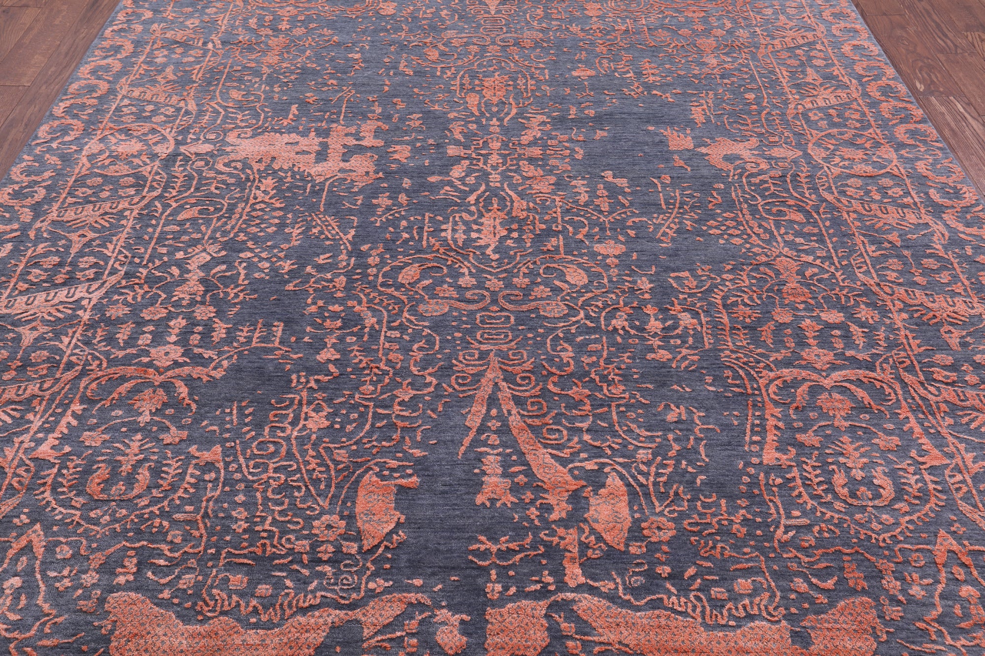 Grey Persian Handmade Wool & Silk Rug - 8' 0" X 10' 1" - Golden Nile