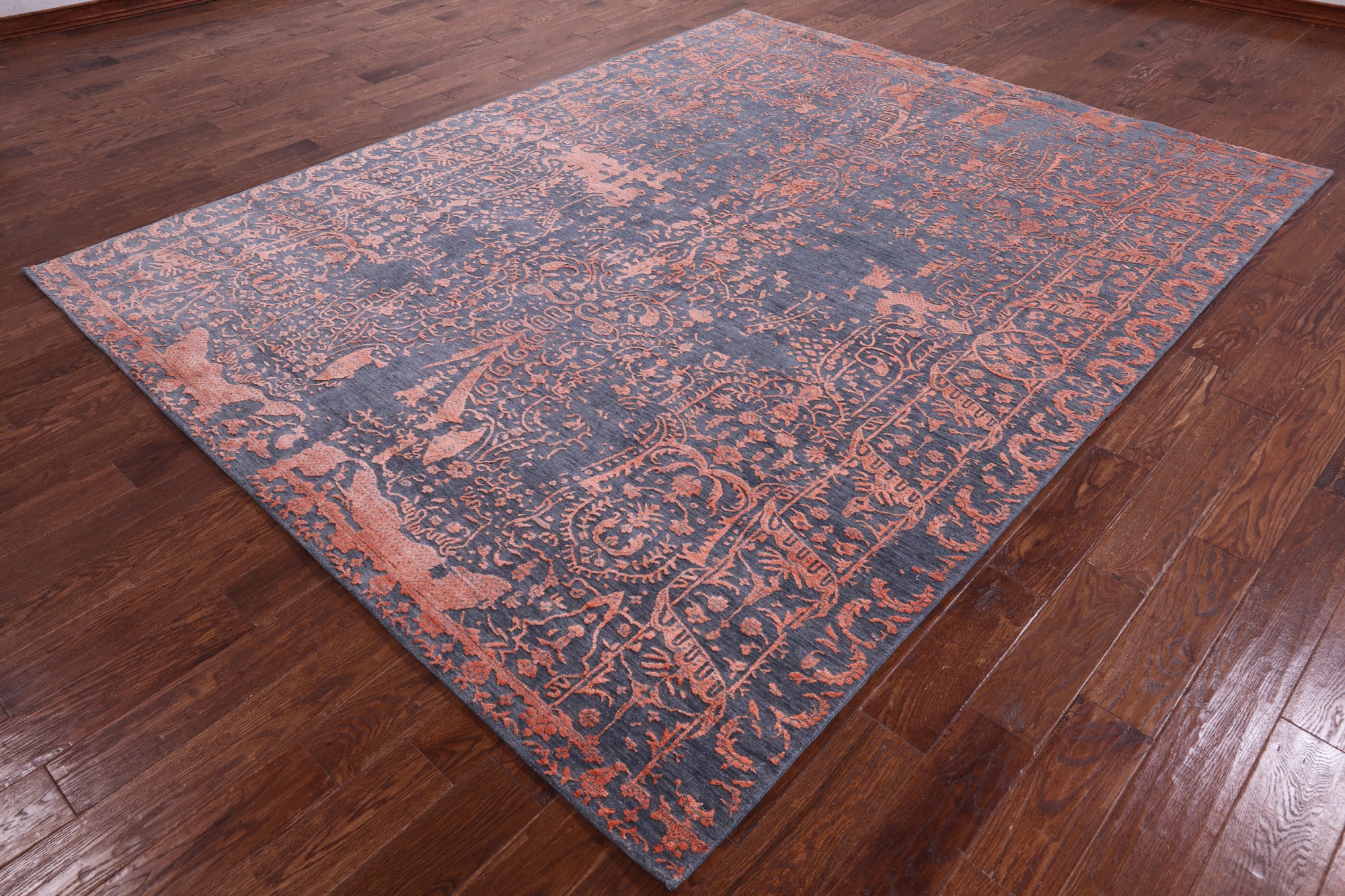 Grey Persian Handmade Wool & Silk Rug - 8' 0" X 10' 1" - Golden Nile