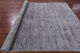 Grey Persian Heriz Serapi Hand Knotted Wool & Silk Rug - 8' 0" X 10' 6" - Golden Nile